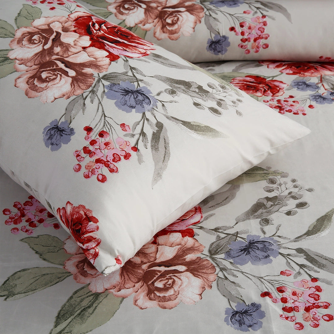 3/6 Piece - Vintage Red and Blue Botanical Set - 3299