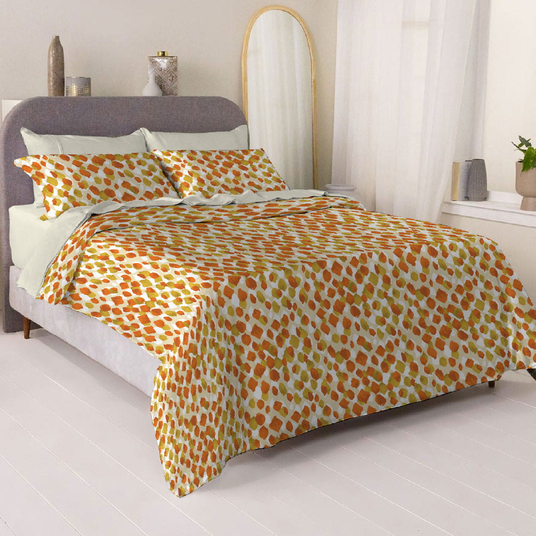 6 Piece - Leopard Patterened Orange Printed - Comforter Set