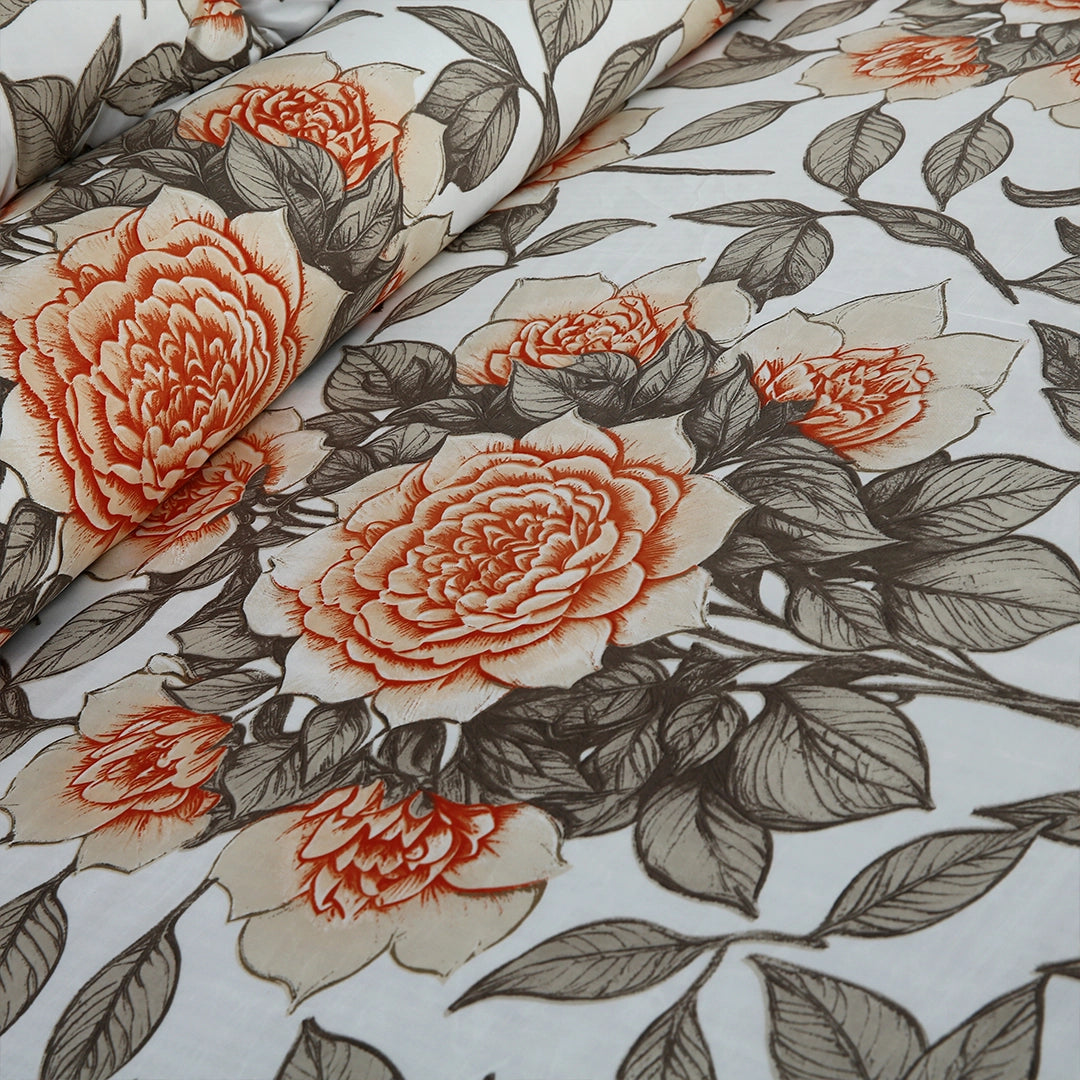 3/6 Piece - Rust and Grey Botanical Rose Set - 3303
