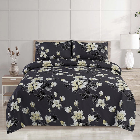 3/6 Piece - Charcoal Magnolia Floral Set - 3310