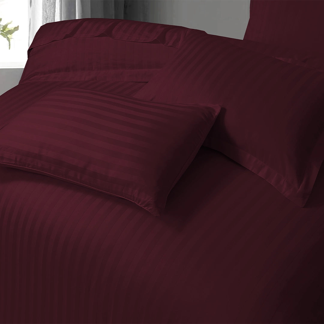 3/6 Piece - Maroon Satin Stripe Set - 3311