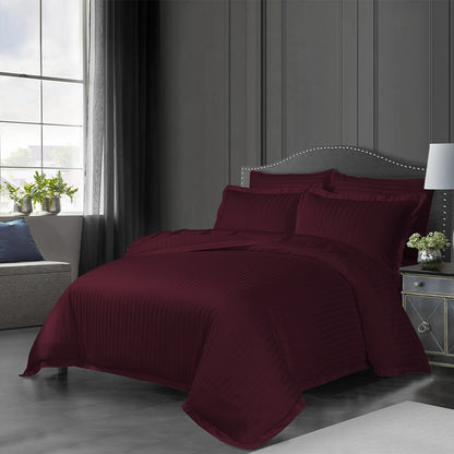 3/6 Piece - Maroon Satin Stripe Set - 3311