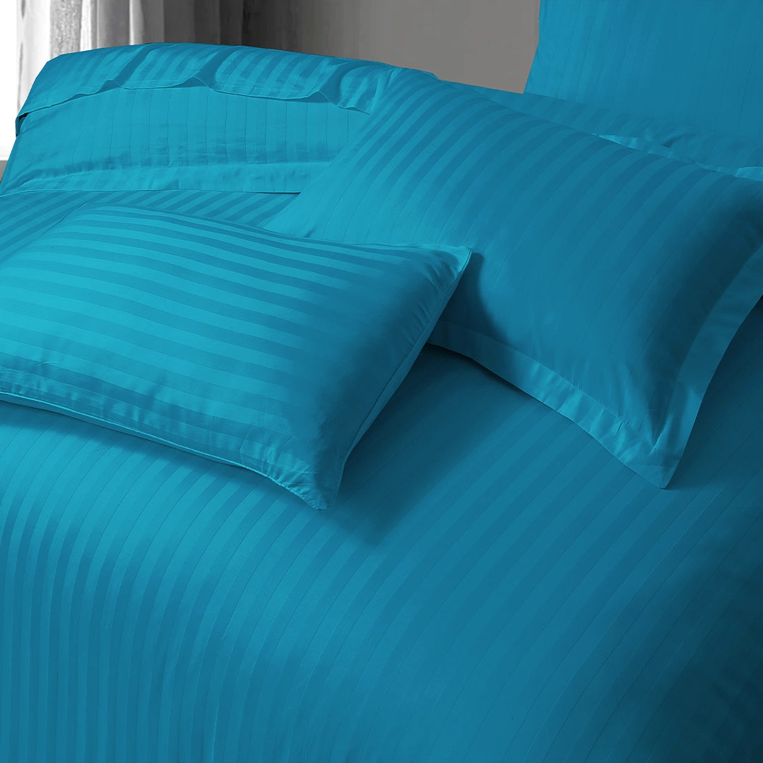 3/6 Piece - Bright Aqua Blue Striped Set - 3314