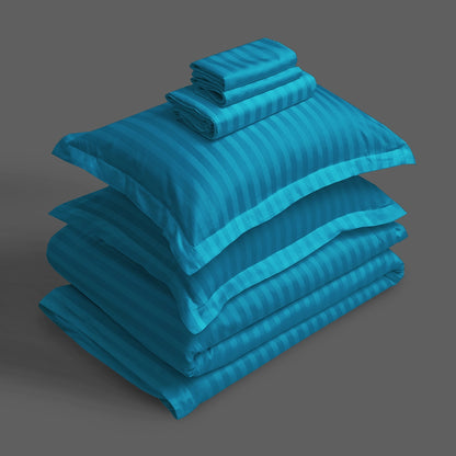 3/6 Piece - Bright Aqua Blue Striped Set - 3314