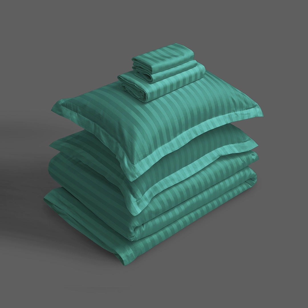 3/6 Piece - Deep Teal Satin Stripe Set - 3316