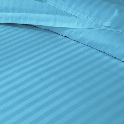 3/6 Piece - Vibrant Sky Blue Satin Stripe Set - 3317