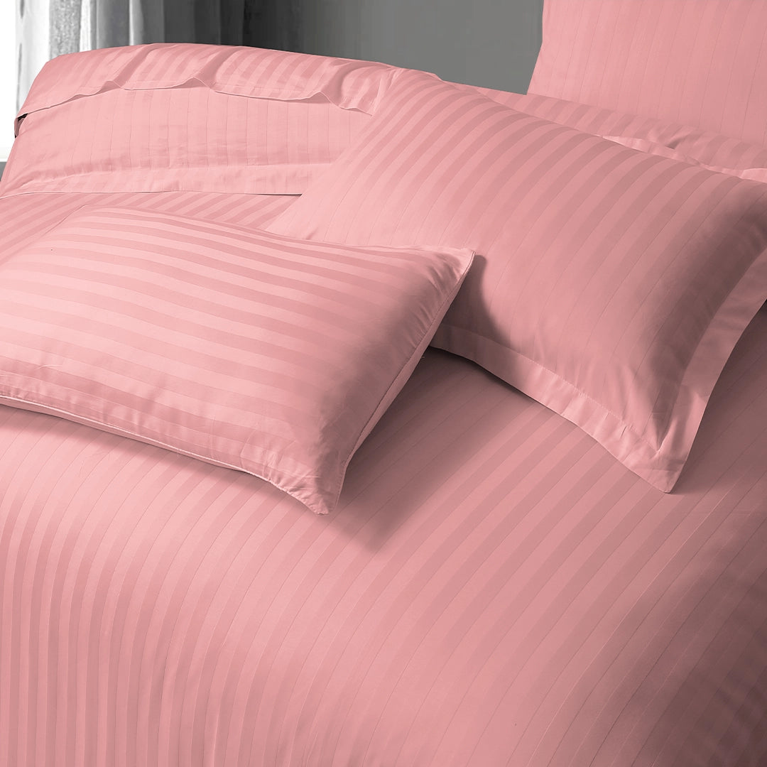 3/6 Piece - Dusty Rose Pink Satin Stripe Set - 3318