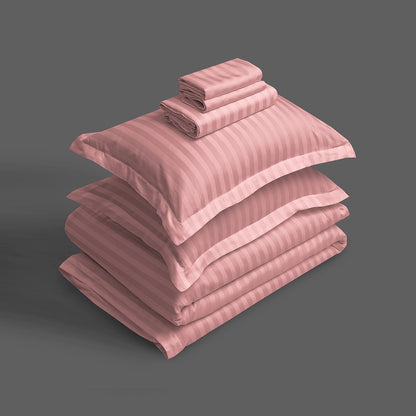 3/6 Piece - Dusty Rose Pink Satin Stripe Set - 3318