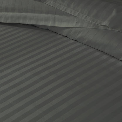 3/6 Piece - Charcoal Gray Satin Stripe Set - 3320