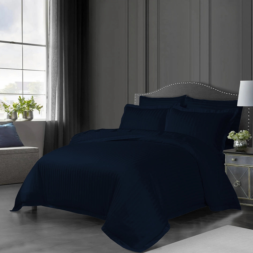 3/6 Piece - Deep Midnight Blue Striped Set - 3322