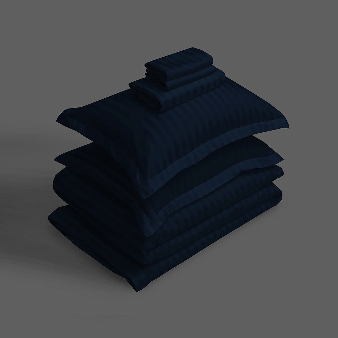 3/6 Piece - Deep Midnight Blue Striped Set - 3322