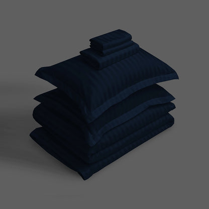 3/6 Piece - Deep Midnight Blue Striped Set - 3322