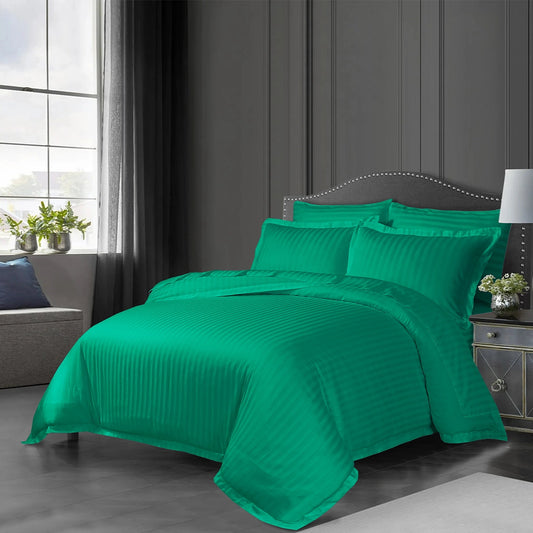 3/6 Piece - Peacock Green Satin Stripe Set - 3324