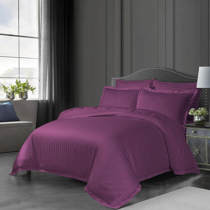 3/6 Piece - Burgundy Satin Stripe Set - 3326