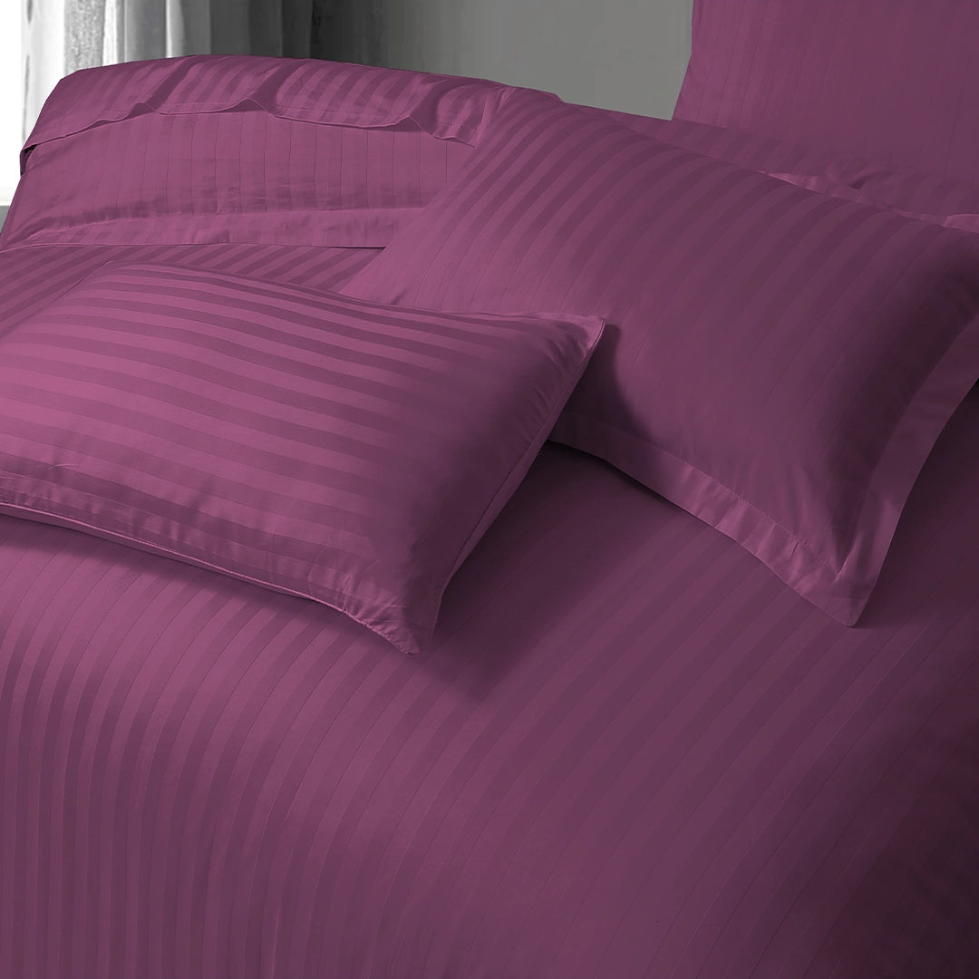3/6 Piece - Burgundy Satin Stripe Set - 3326