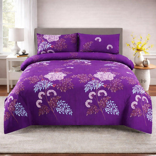 3/6 Piece - Purple White Blossom Print Set - 3395