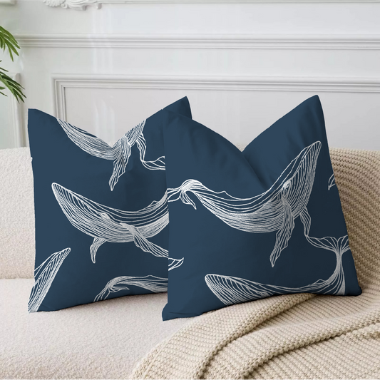 Blue Whale Printed Cushion Cover