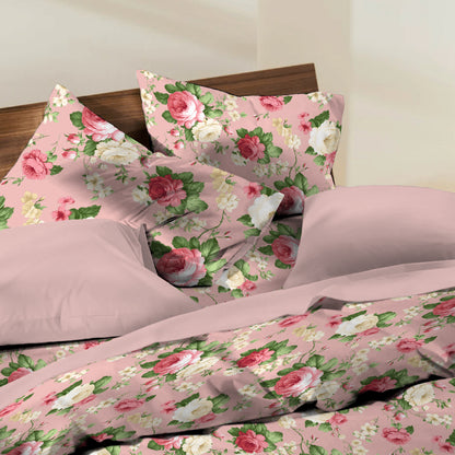 6 Piece - Grand Rose Blossom Pink Printed - Comforter Set