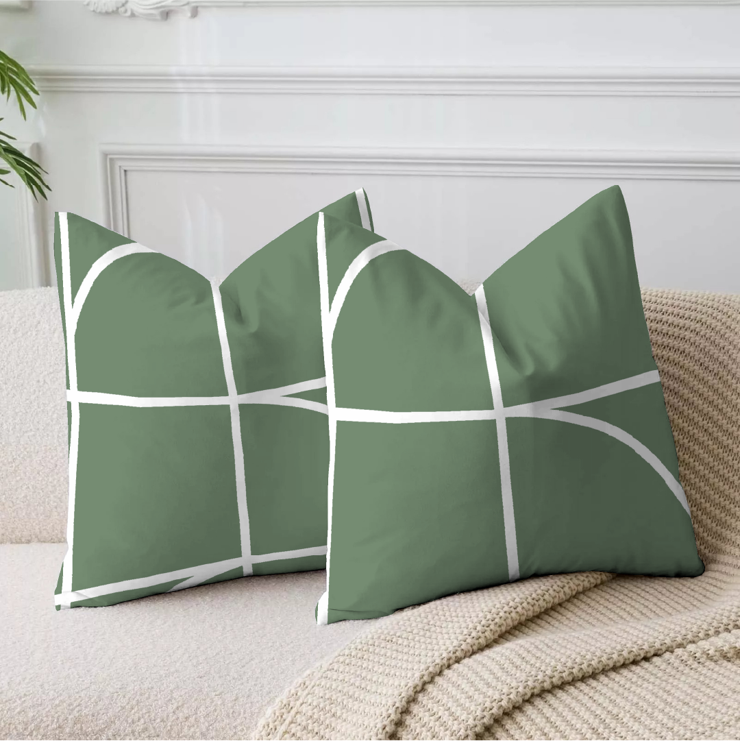 Green Geometrical Printed Cushion Cover