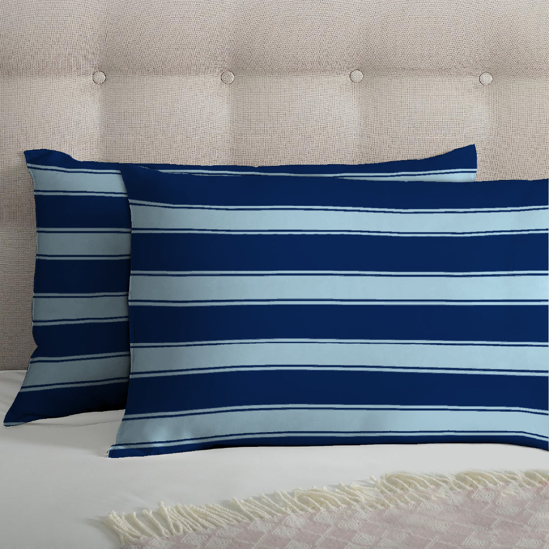 6 Piece - Sky and Blue Striped Duvet Cover Set