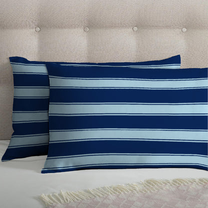 6 Piece - Sky and Blue Striped Duvet Cover Set