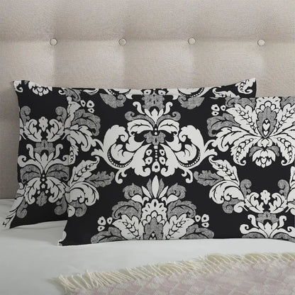 3 Piece - Black Flora Printed Bed Sheet Set - 2037