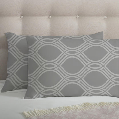 3 Piece - Grey Eyelet Printed Bed Sheet Set - 3155