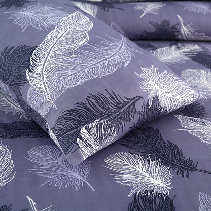 3/6 Piece - Lavender White Feather Print Set - 3386