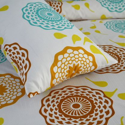 3/6 Piece - Teal & Mustard Round Flower  Set - 3365