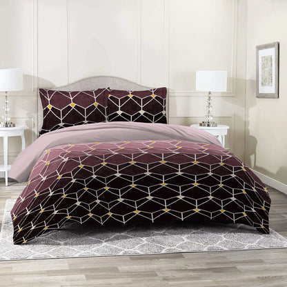 6 Piece - Purple Gradient Geometric Checked Duvet Cover Set