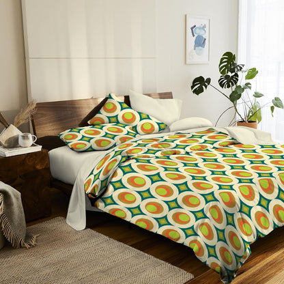 6 Piece - Avocado Round Circled Printed - Comforter Set