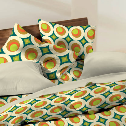 6 Piece - Avocado Round Circled Printed - Comforter Set