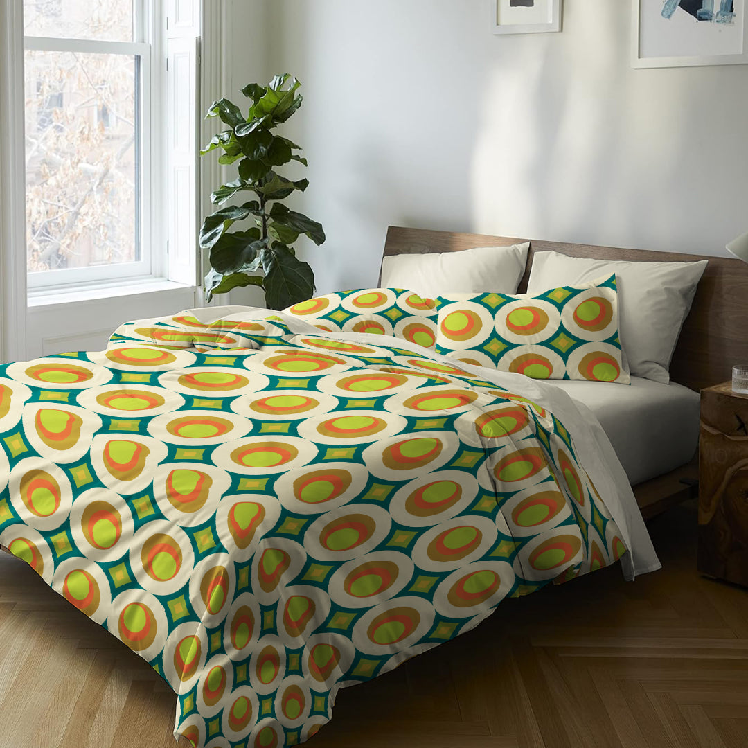 6 Piece - Avocado Round Circled Printed - Comforter Set