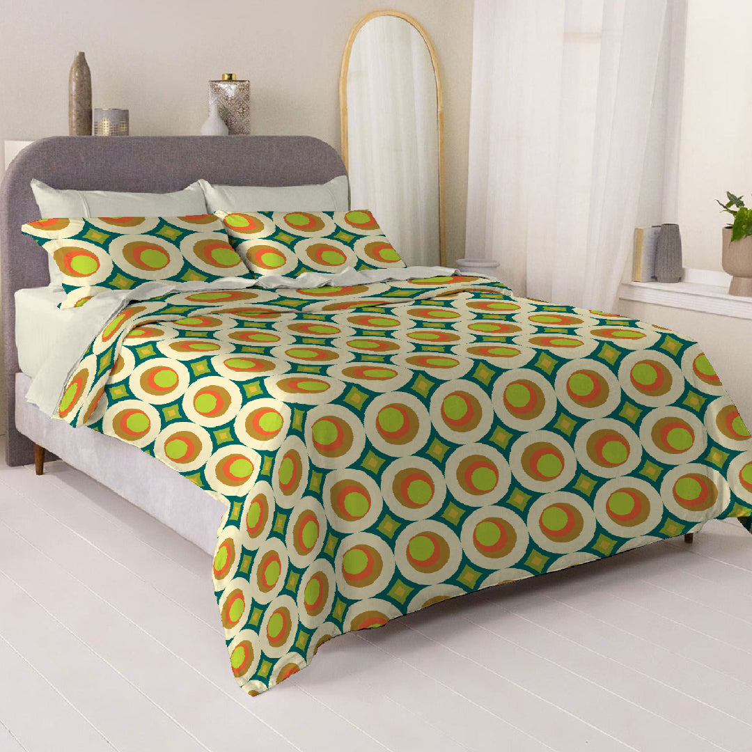 6 Piece - Avocado Round Circled Printed - Comforter Set