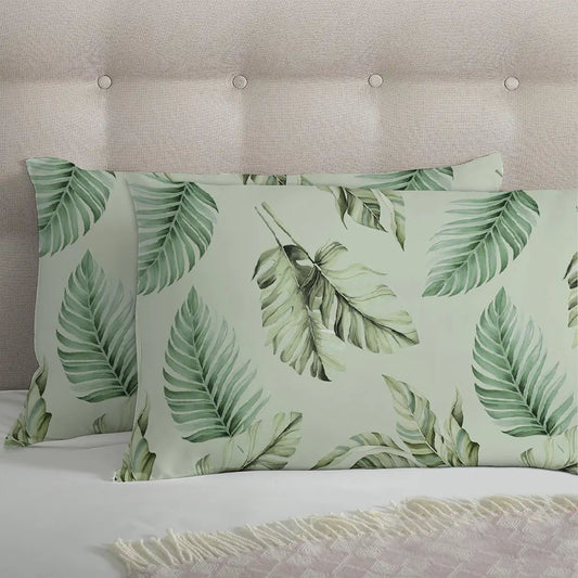 Sage Green Monstera Leaf Printed Pillow Pair