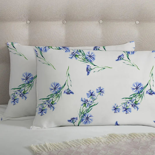 Aster Flower White Printed Pillow Pair