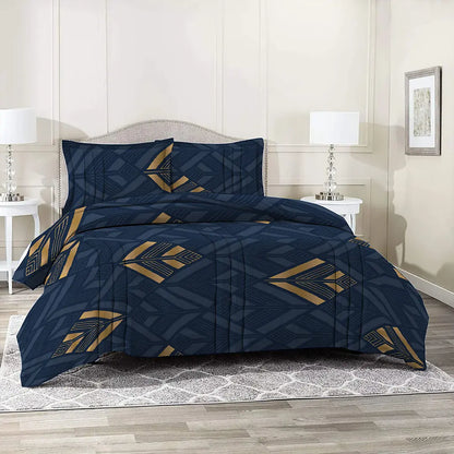 3 Piece - Nile Blue Leaf Pattern Printed Bed Sheet Set - 2023