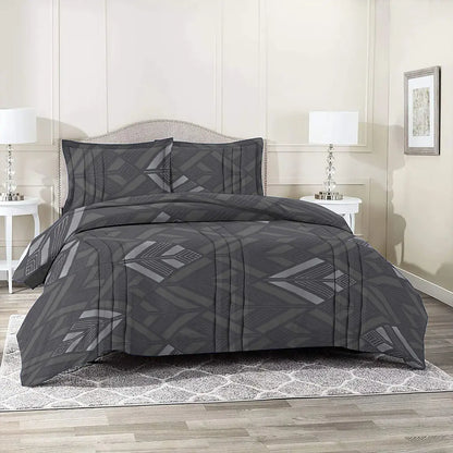 3/6 Piece - Charcoal Grey leaf Pattern Set - 2034