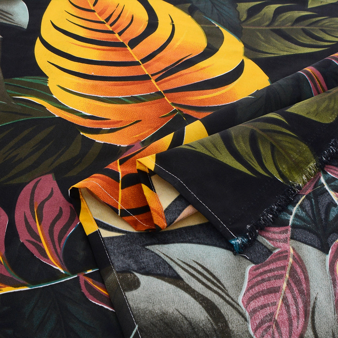 3/6 Piece - Black & Orange Tropical Leaf Set - 3394