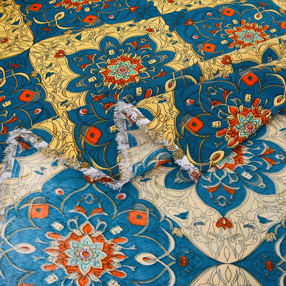 3/6 Piece -Royal Blue & Gold Mandala Print Set - 3397