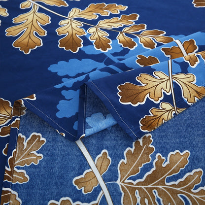 3/6 Piece - Royal Blue & Golden Leaf Print Set - 3388