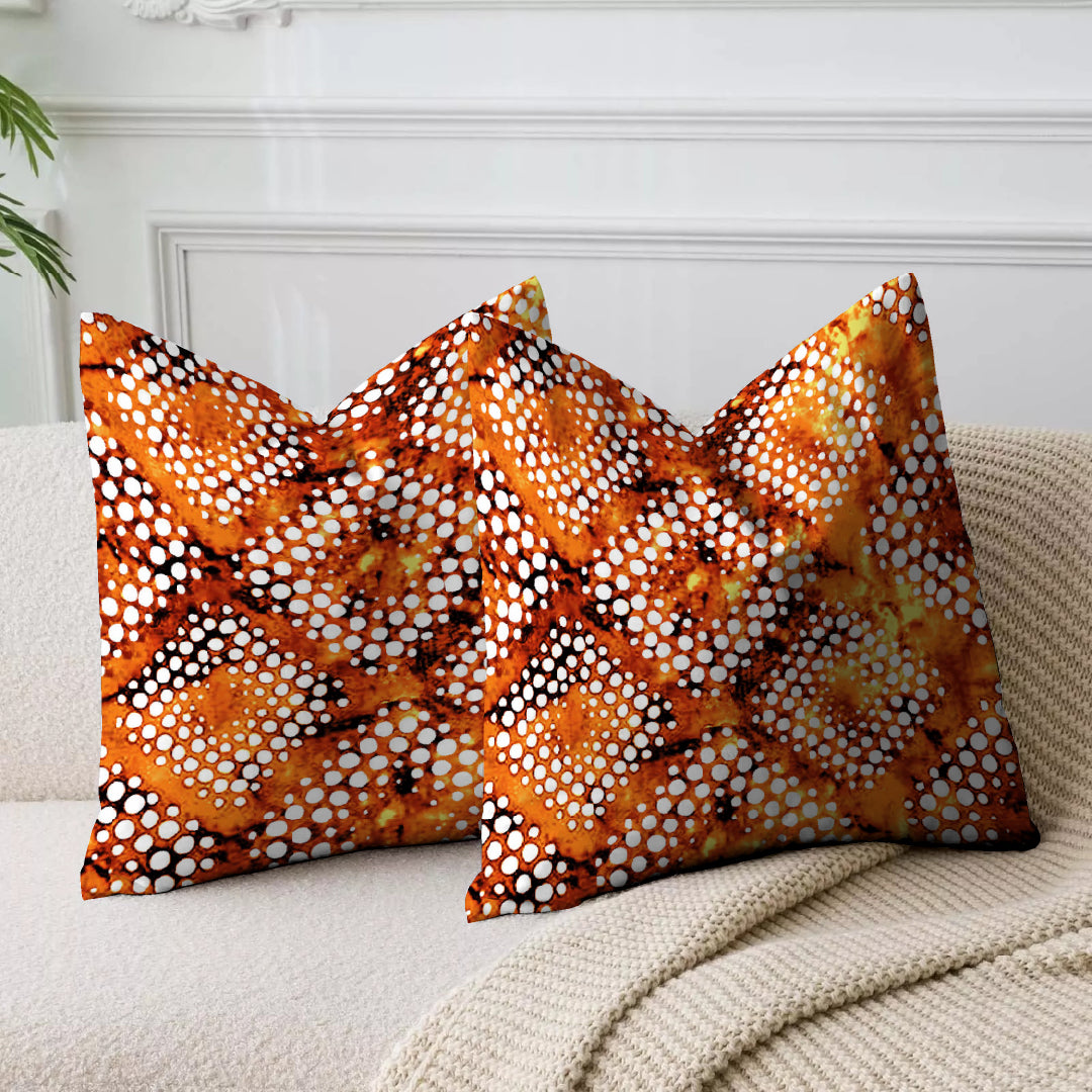 Tie and Die Orange Printed Cushion Cover