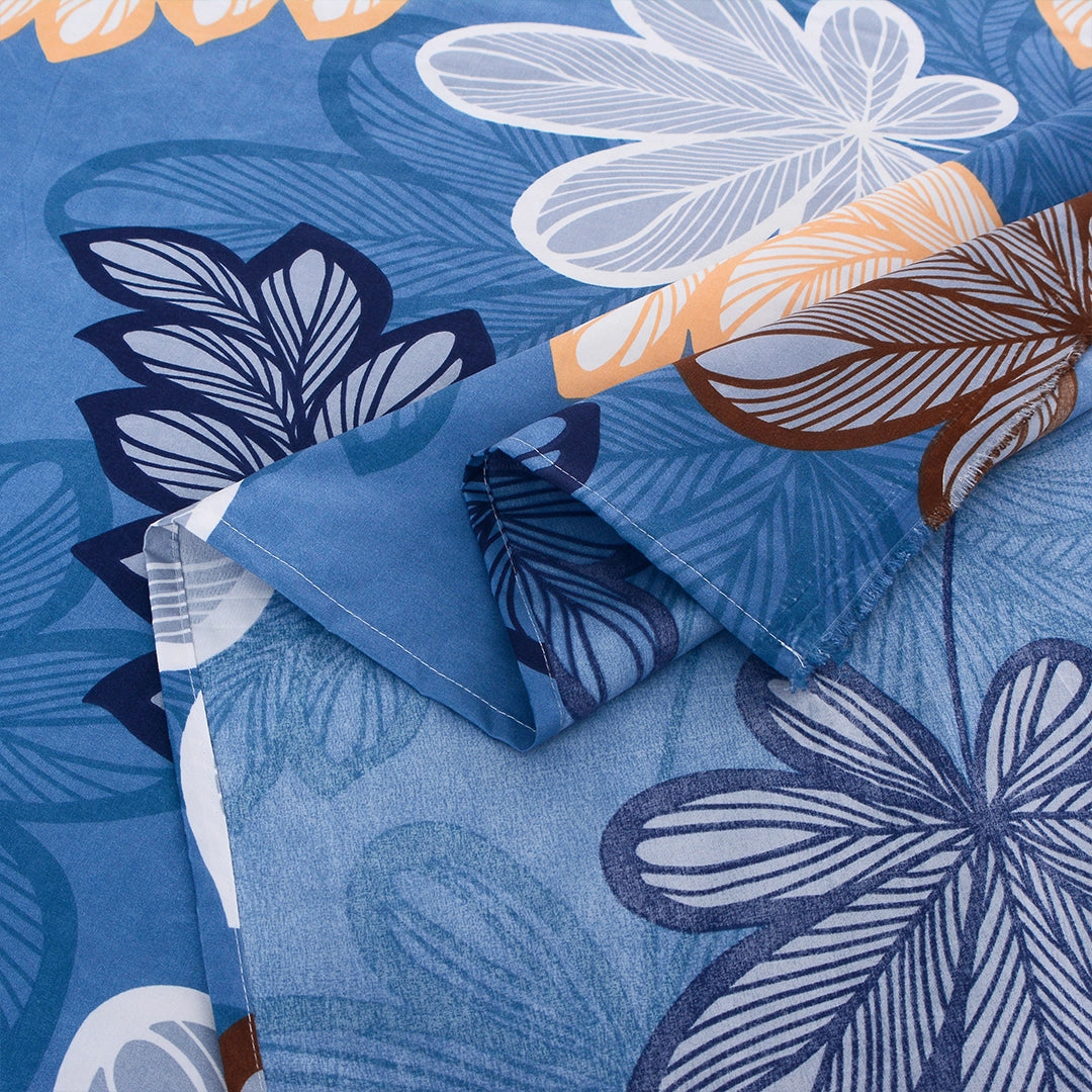3/6 Piece - Sky Blue & Peach Leaf Print Set - 3389