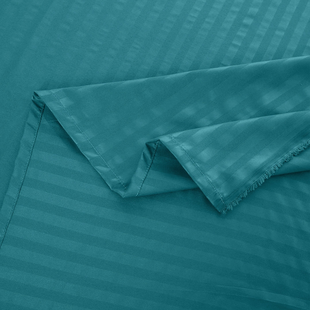 3/6 Piece - Teal Blue Satin Stripe Set - 3398