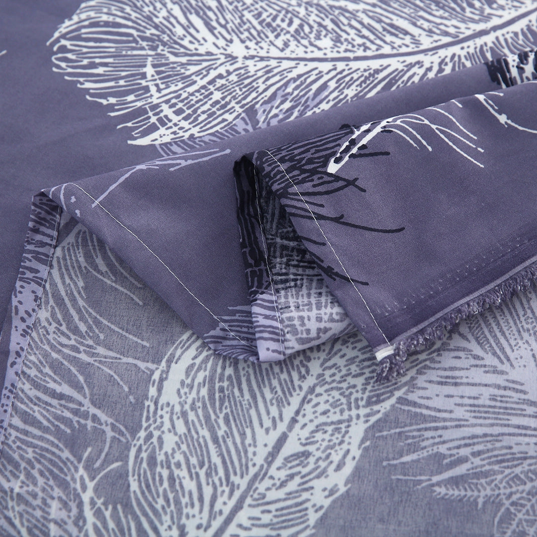 3/6 Piece - Lavender White Feather Print Set - 3386