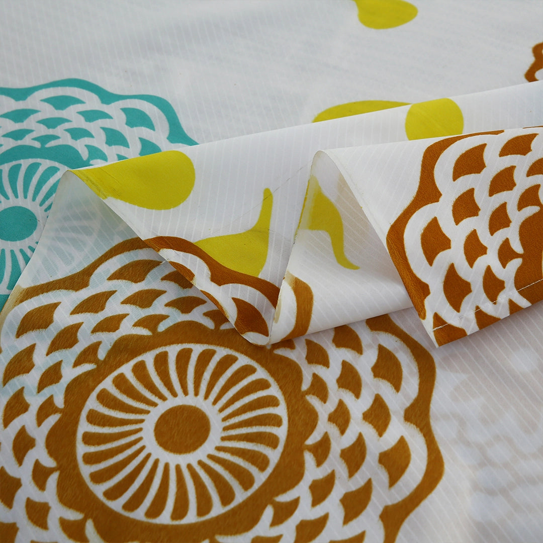 3/6 Piece - Teal & Mustard Round Flower  Set - 3365