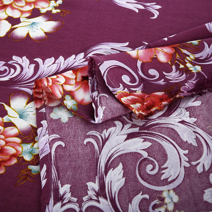 6 Piece - Regal Ruby and Amethyst Floral Printed Duvet Cover Set