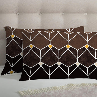 6 Piece - Brown Gradient Geometric Checked Duvet Cover Set