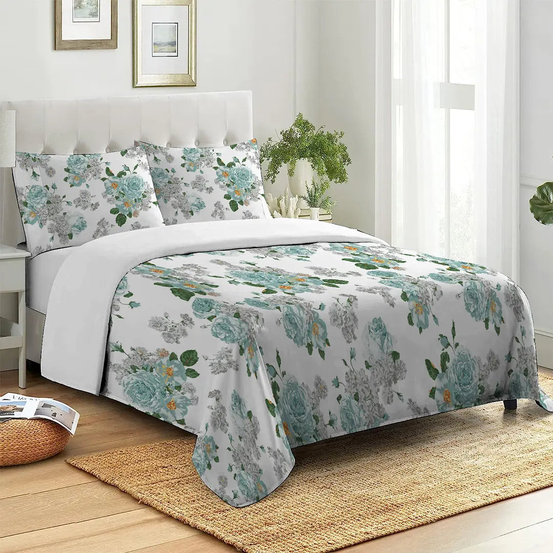 Grand Rose Whitish Printed Bed Sheet