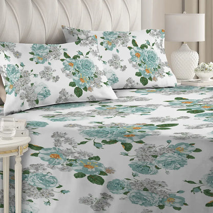 Grand Rose Whitish Printed Bed Sheet